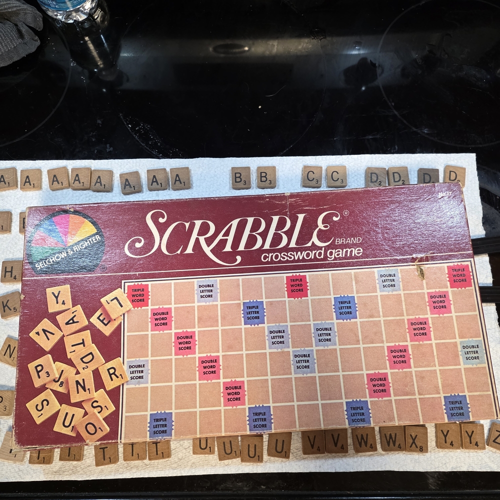 Scrabble Crossword Game - Brown Tile Set with Beige Board - Picture 5 of 8